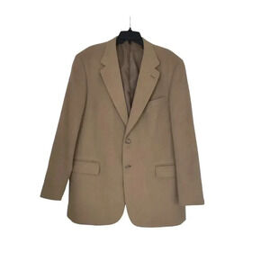 Evan Picone 100% Camel Hair Lined Coat Tan Single Breasted Overcoat Size 42L